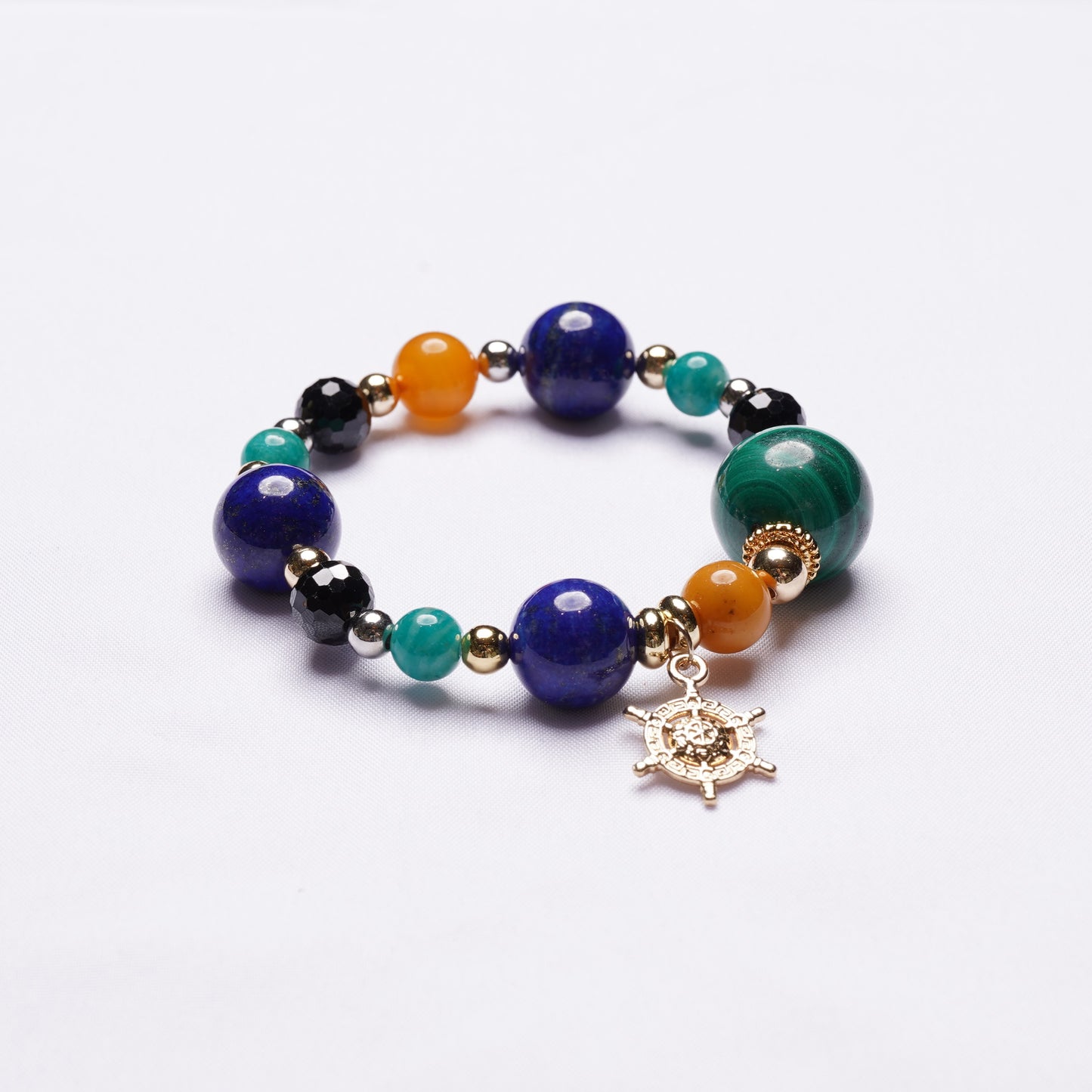 Malachite Lapis Lazuli Amber Designer Bracelet