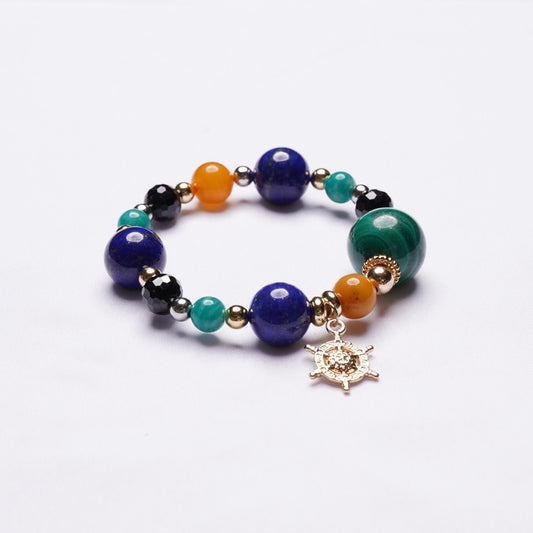 Malachite Lapis Lazuli Amber Designer Bracelet