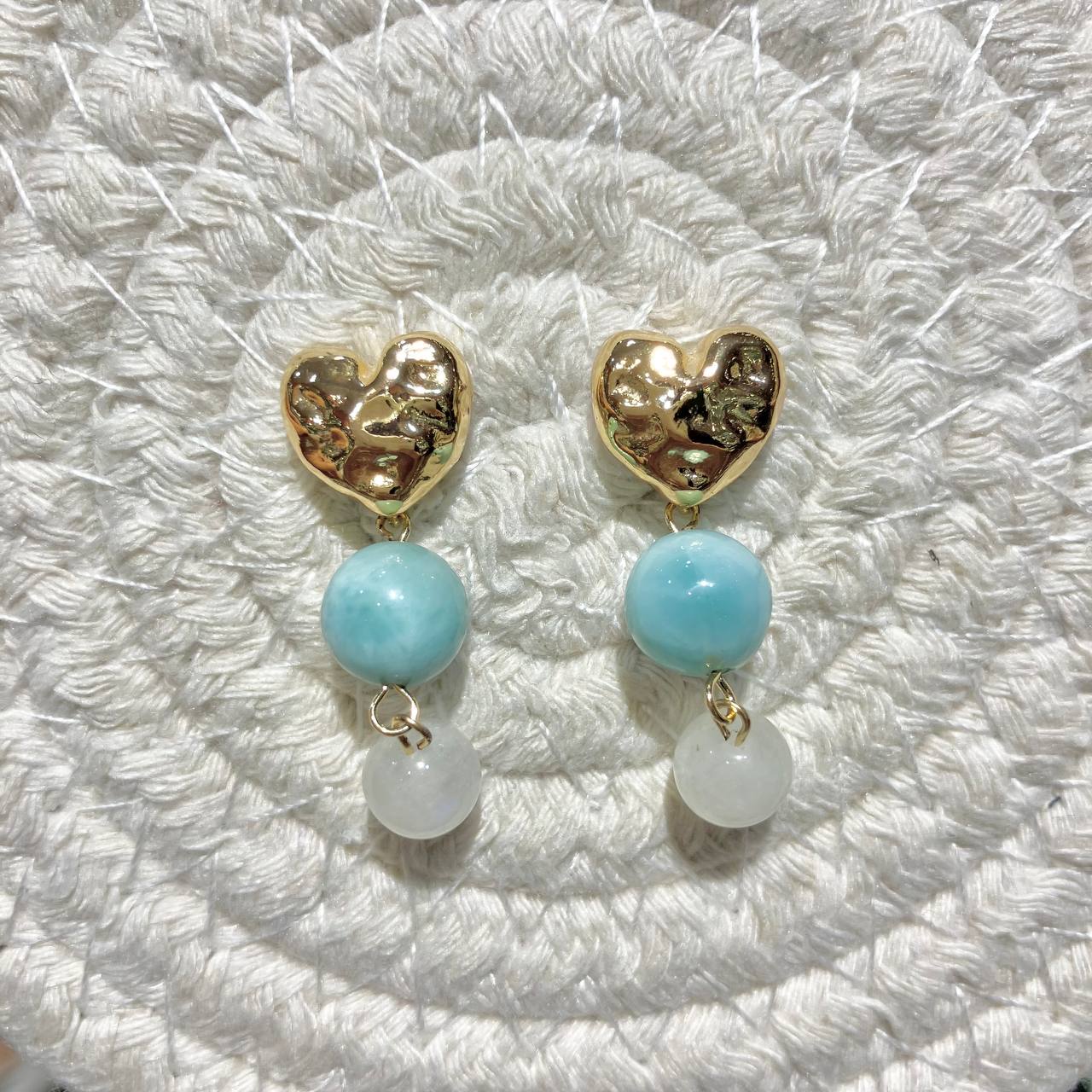 Heart Larima Moonstone Earring