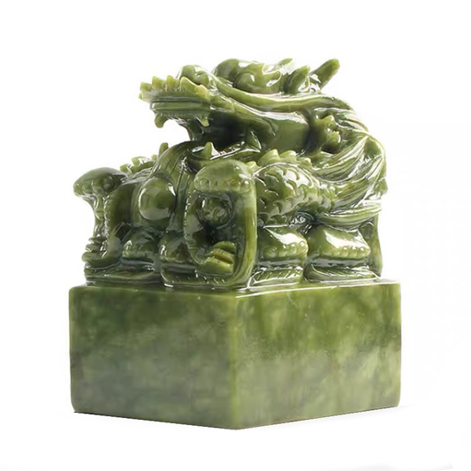 Green Yellow Jade Dragon Seal