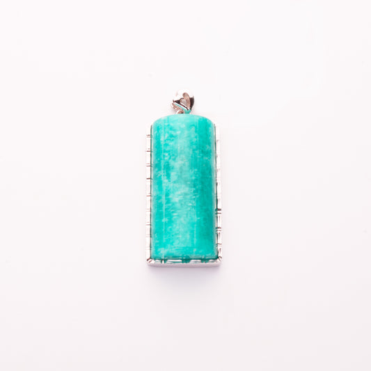 Amazonite Long half cylinder Pendant