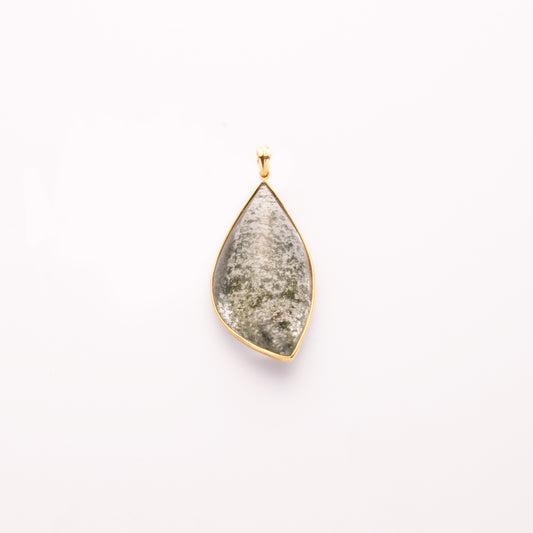 Green Phantom Quartz with 18K Gold Wrapped Pendant