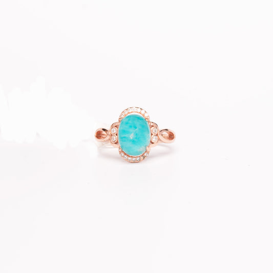 Oval Amazonite Cabochon Rose Gold Ring