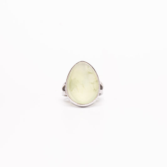 Water Drop Prehnite Stone Ring