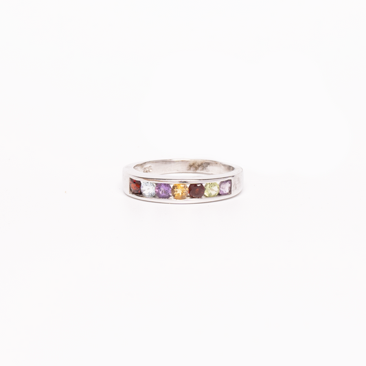 Half Eternity Crystal Gemstone Ring