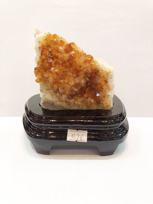 760g Natural Brazil Citrine Piece Fengshui Display with Wooden Base